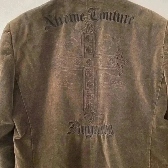 Xtreme Couture Mens Embroidered Royalty Velour Brown Blazer - Picture 6 of 7